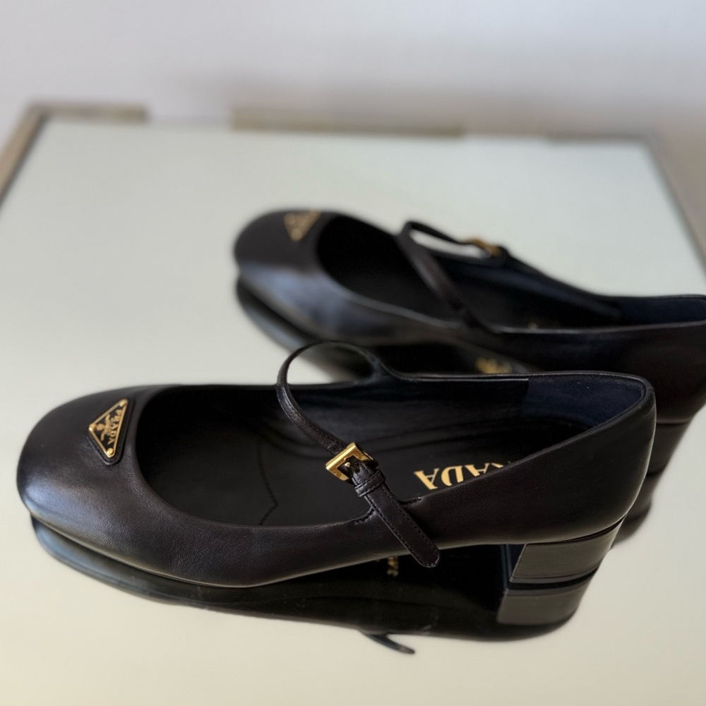 New PRADA Leather Mary Jane Ballerina Pumps - Nero $1,120 40 - Picture 7 of 14
